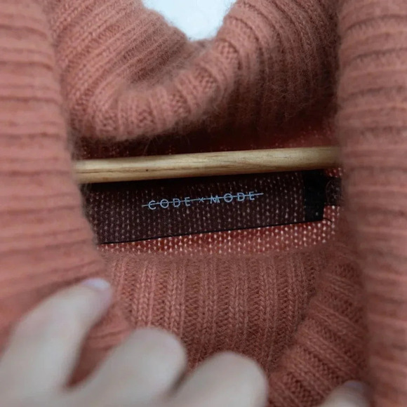 CODE X MODE Angora blend Cowl Neck Sweater peach terracotta | Medium - Picture 3 of 5
